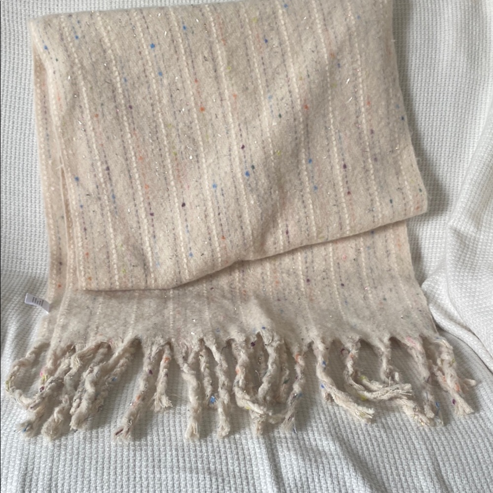 Cream Confetti Speckled Fringe Scarf